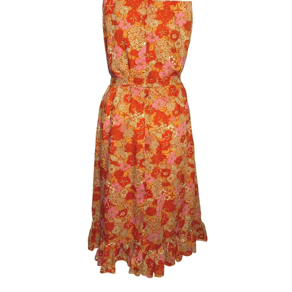 Vtg 60s 70s Floral psychedelic mod Cage Halter‎ Dress Boho 35-36-48 S/M - Picture 9 of 14